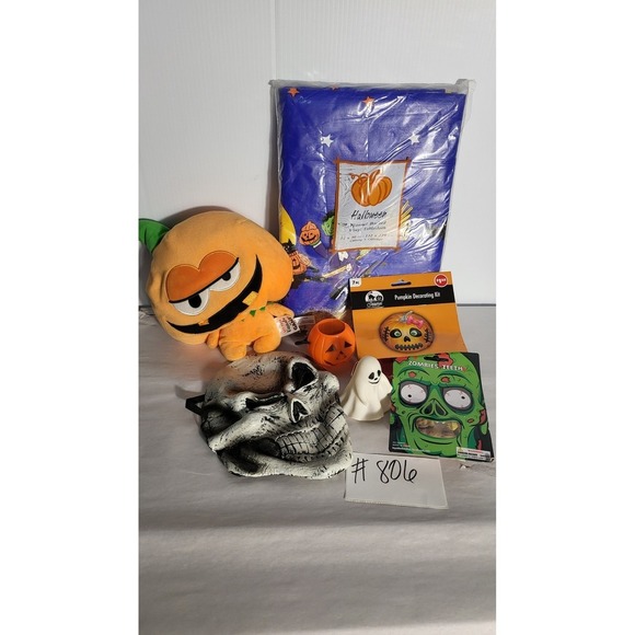 Halloween Decor Lot Plush Mask Ghost Pumpkin Decorating Kit Zombie Teeth - Picture 5 of 5